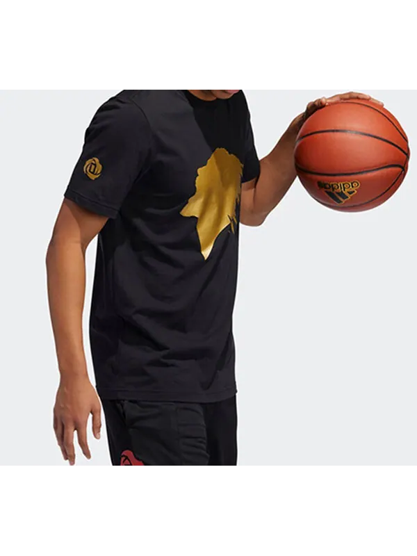 Футболка metallic rose printing basketball sports short sleeve black Adidas — изображение 4 из 4, черный