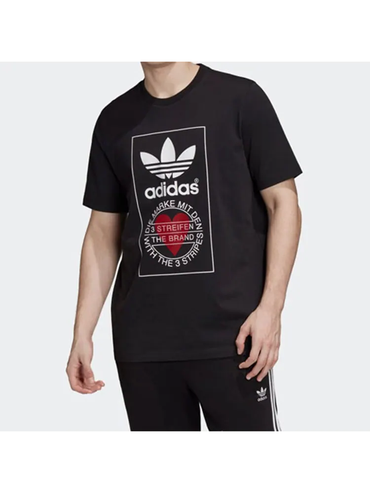 Футболка Men's adidas originals Valentine's Day Series Unisex Tee Love Printing Short Sleeve Black — изображение 3 из 6