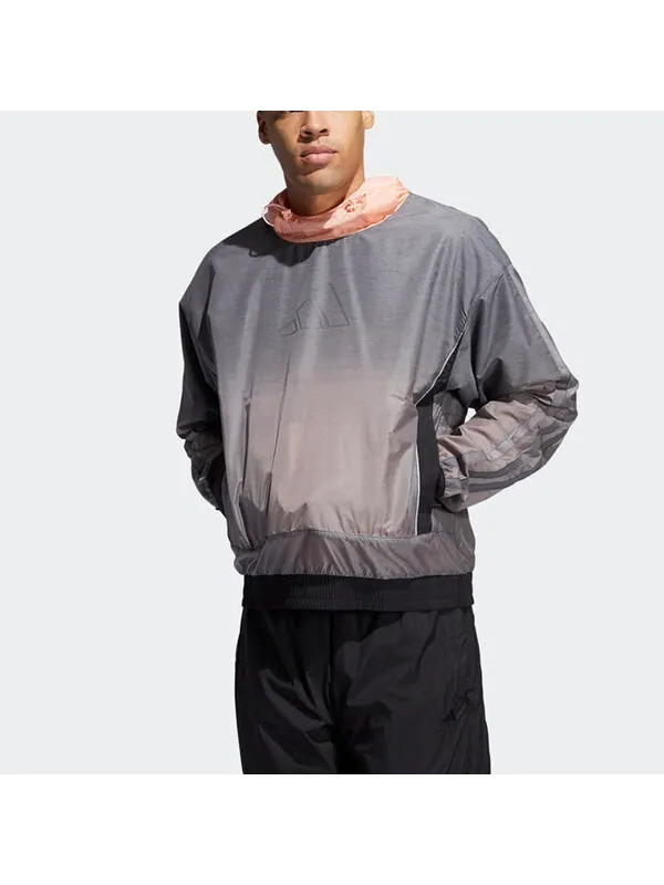Куртка basketball sports contrasting colors hooded logo jacket gray Adidas — изображение 2 из 4, серый