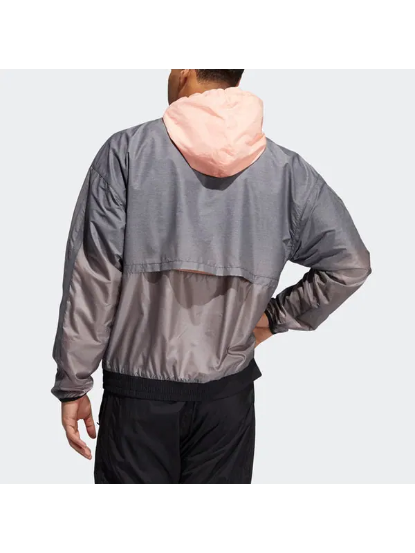 Куртка basketball sports contrasting colors hooded logo jacket gray Adidas — изображение 3 из 4, серый
