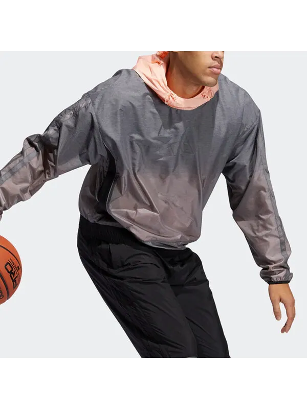 Куртка basketball sports contrasting colors hooded logo jacket gray Adidas — изображение 4 из 4, серый