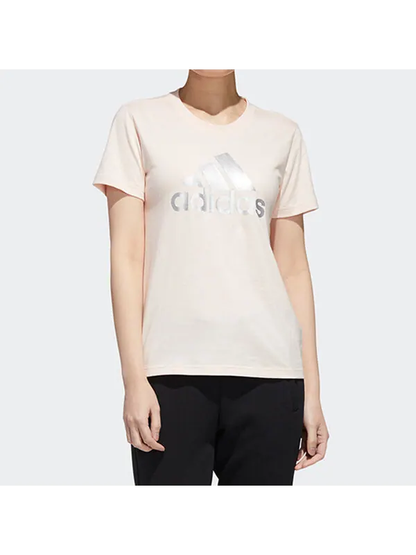 Футболка large shiny logo short sleeve pink Adidas — изображение 3 из 4, розовый