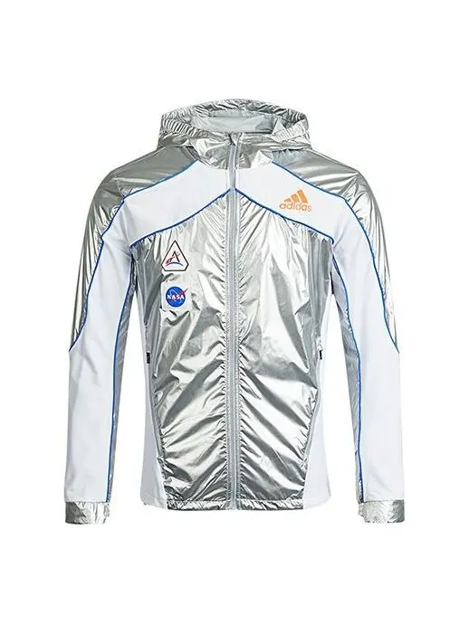 Куртка adidas Space Jkt M Casual Running Sports Hooded Jacket Silver — изображение 1 из 4, серебряный