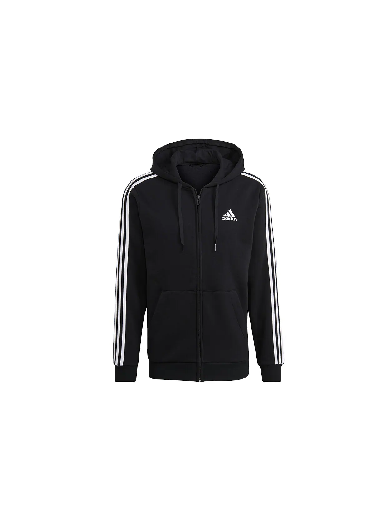 Толстовка Adidas Essentials Fleece 3-Stripes Full-Zip — изображение 1 из 2, черный