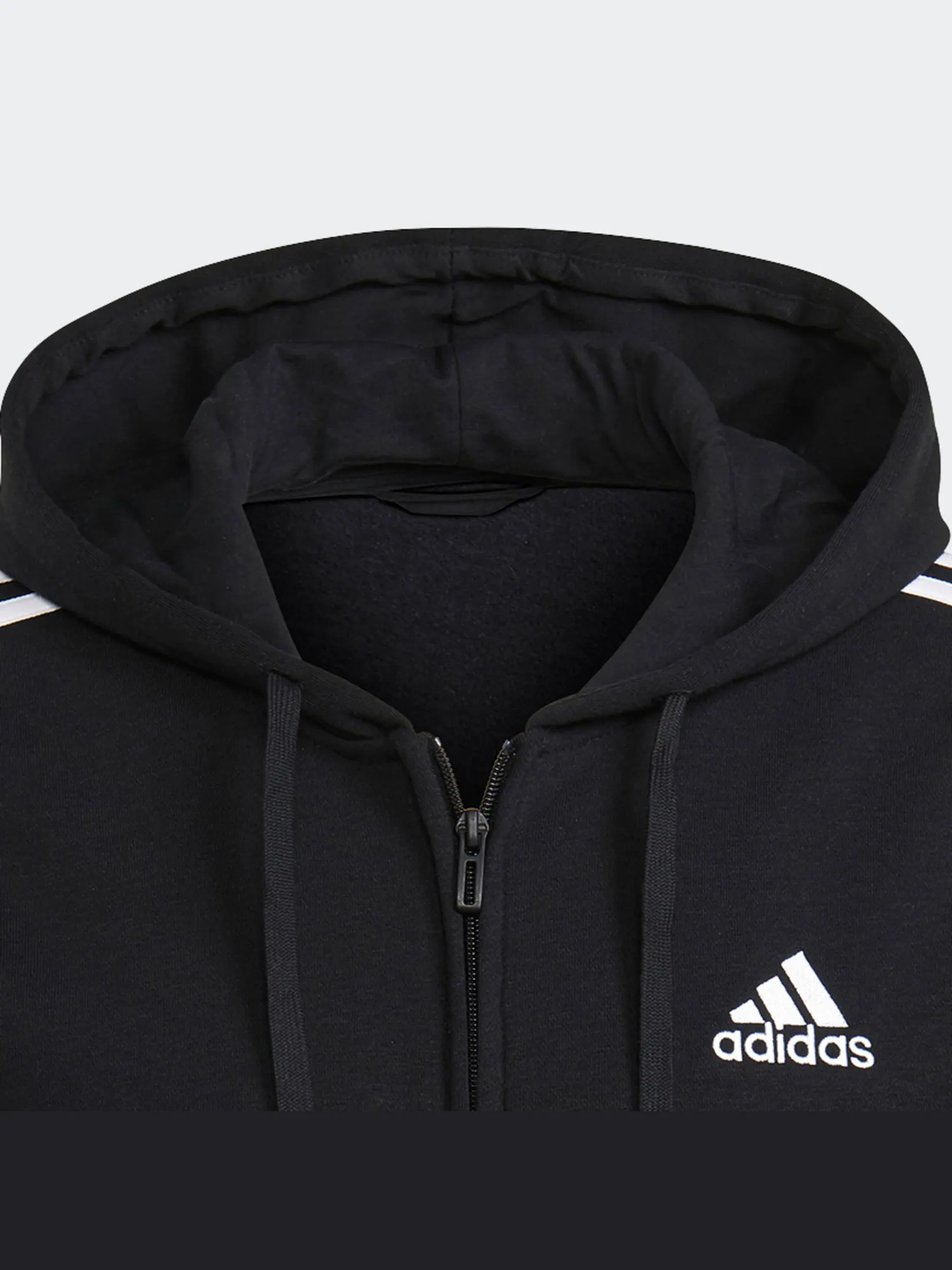 Толстовка Adidas Essentials Fleece 3-Stripes Full-Zip — изображение 2 из 2, черный