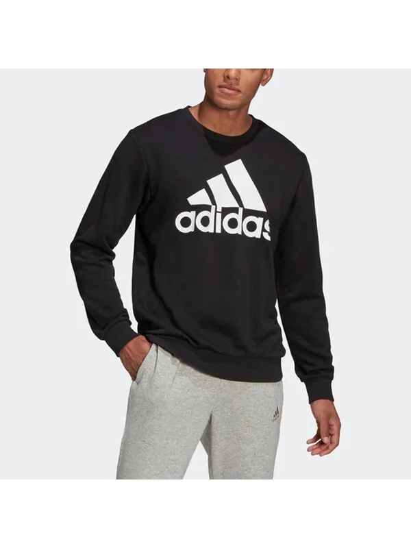 Толстовка с капюшоном m bl ft swt с принтом логотипа, спортивная, с круглым вырезом, Adidas — изображение 2 из 4, черный