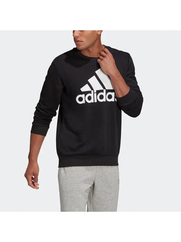 Толстовка с капюшоном m bl ft swt с принтом логотипа, спортивная, с круглым вырезом, Adidas — изображение 4 из 4, черный