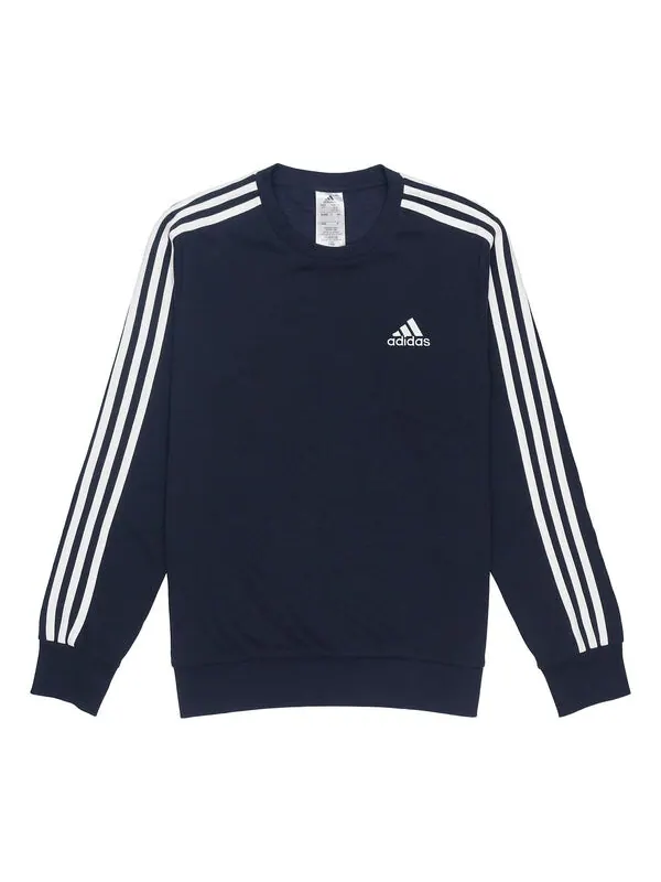 Толстовка adidas Casual Sports Round Neck Stripe Pullover Dark Blue — изображение 1 из 4, синий