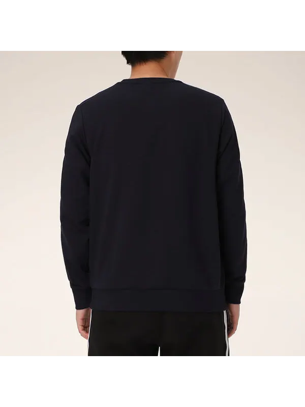 Толстовка adidas Casual Sports Round Neck Stripe Pullover Dark Blue — изображение 4 из 4, синий