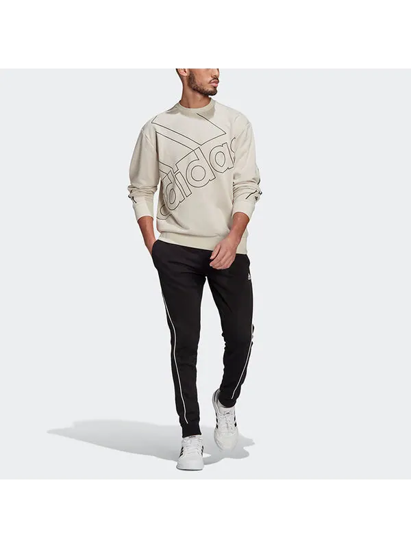 Толстовка adidas U Favs Q1 Swt Logo Printing Sports Pullover Round Neck Bauxite Brown — изображение 3 из 4, коричневый
