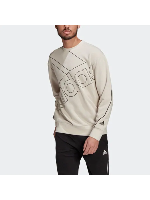 Толстовка adidas U Favs Q1 Swt Logo Printing Sports Pullover Round Neck Bauxite Brown — изображение 4 из 4, коричневый