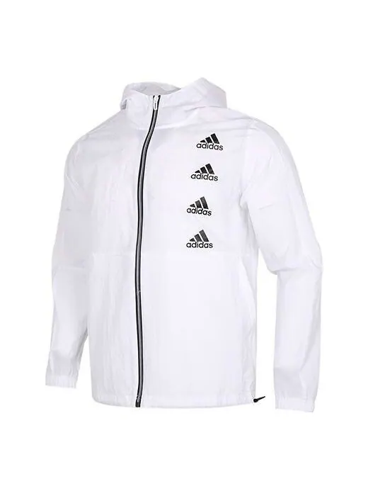 Куртка с логотипом и капюшоном, мужская тканая куртка Adidas — изображение 1 из 4, белый