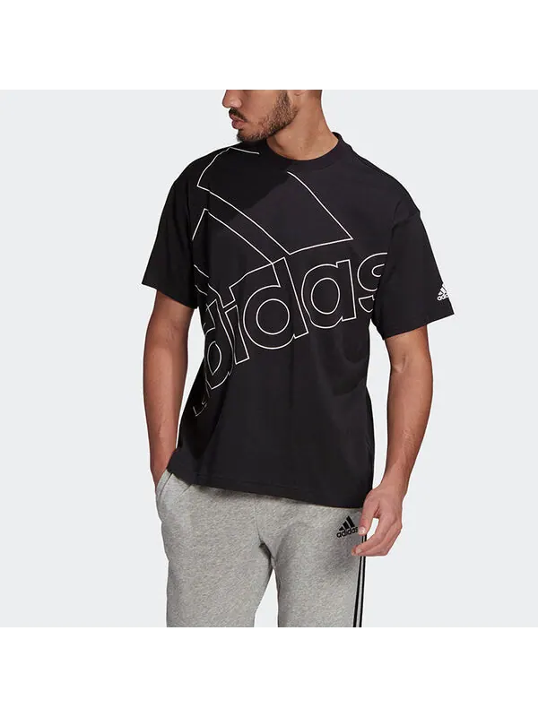 Футболка casual sports round neck short sleeve black Adidas — изображение 2 из 4, черный