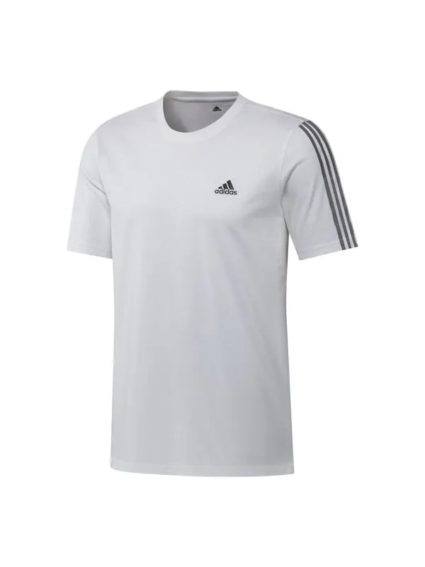 Футболка adidas Solid Color Stripe Logo Printing Short Sleeve White — изображение 1 из 4, мульти