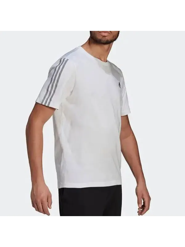 Футболка adidas Solid Color Stripe Logo Printing Short Sleeve White — изображение 3 из 4, мульти