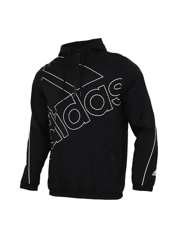 Куртка adidas M Favs Q1 Wb Large Logo Printing Sports Hooded Jacket Black — изображение 1 из 4, черный