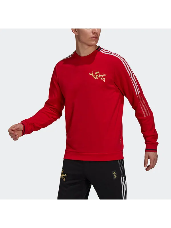 Толстовка adidas Cny Cr Manchester United Sweatshirt Men's Red — изображение 2 из 4, красный