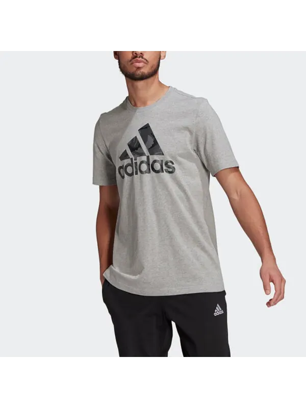 Футболка casual sports camouflage alphabet logo printing short sleeve gray Adidas — изображение 2 из 4, серый