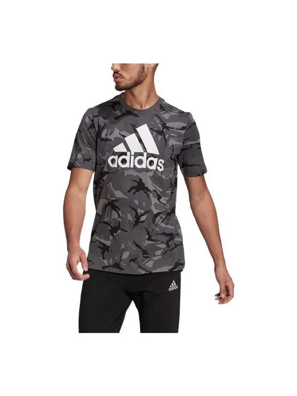Футболка Men's adidas Camouflage Alphabet Large Logo Printing Round Neck Short Sleeve Black T-Shirt — изображение 1 из 3