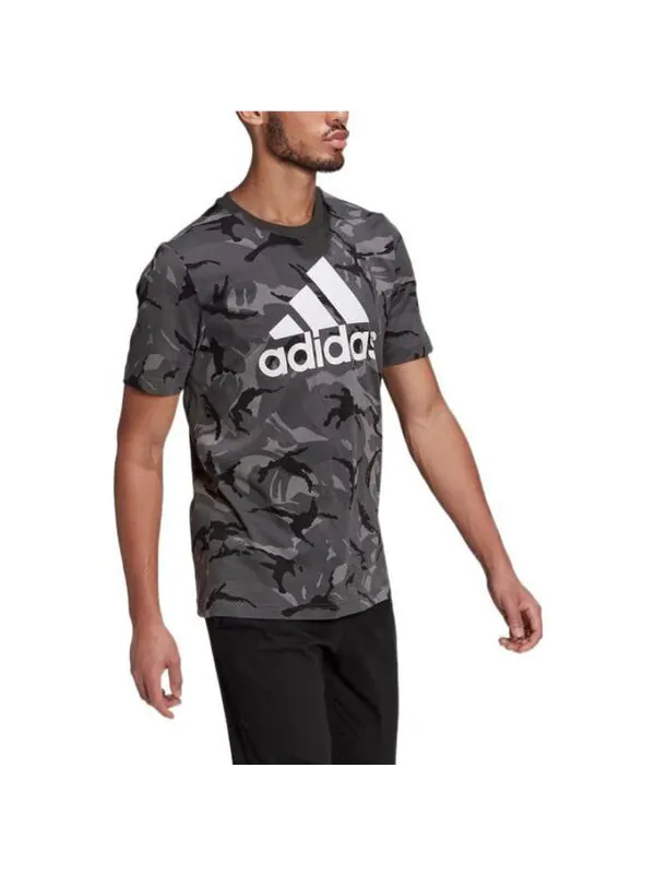 Футболка Men's adidas Camouflage Alphabet Large Logo Printing Round Neck Short Sleeve Black T-Shirt — изображение 3 из 3