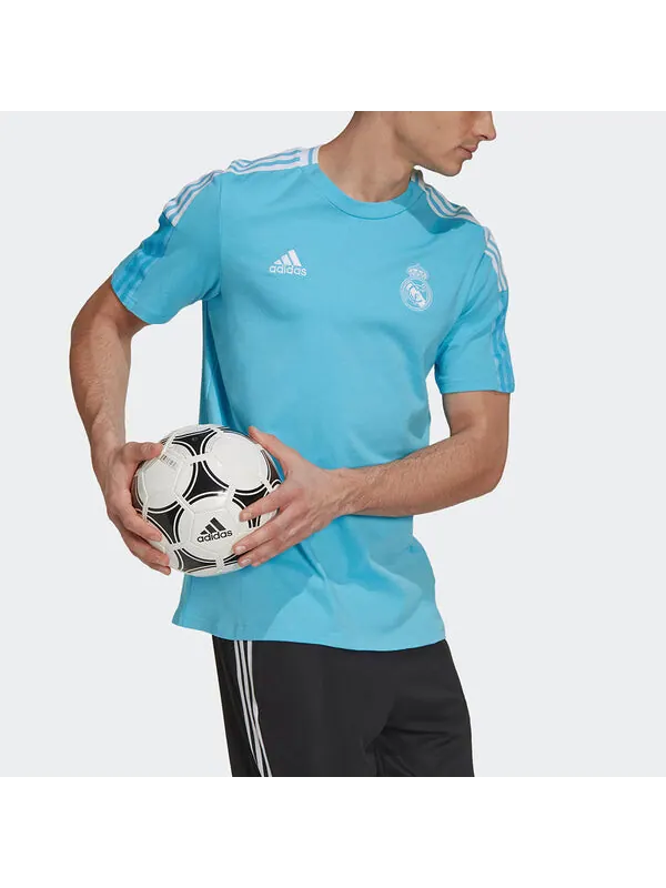 Футболка mens real madrid tee football crew-neck short sleeve blue Adidas — изображение 4 из 4, светлый синий