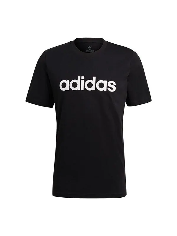 Футболка m lin sj t training sports печать логотип круглый вырез короткий рукав Adidas — изображение 1 из 4, черный