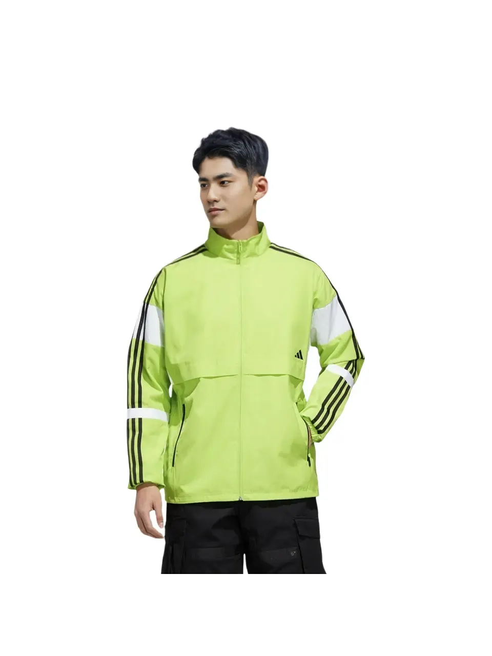 Куртка Adidas stand collar woven colorblock jacket fluorescent — изображение 3 из 4, неоновый зеленый