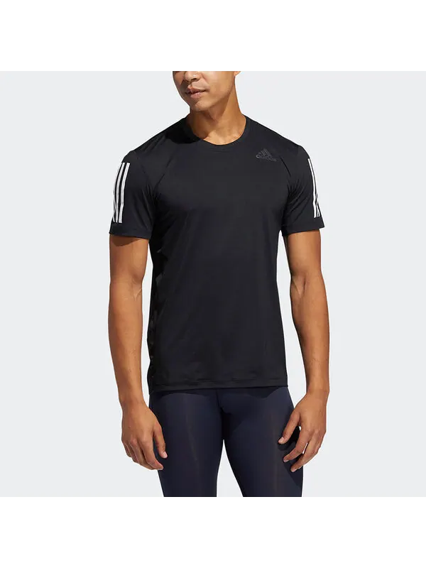Футболка мужские спортивные с круглым вырезом и коротким рукавом Adidas — изображение 2 из 4, черный