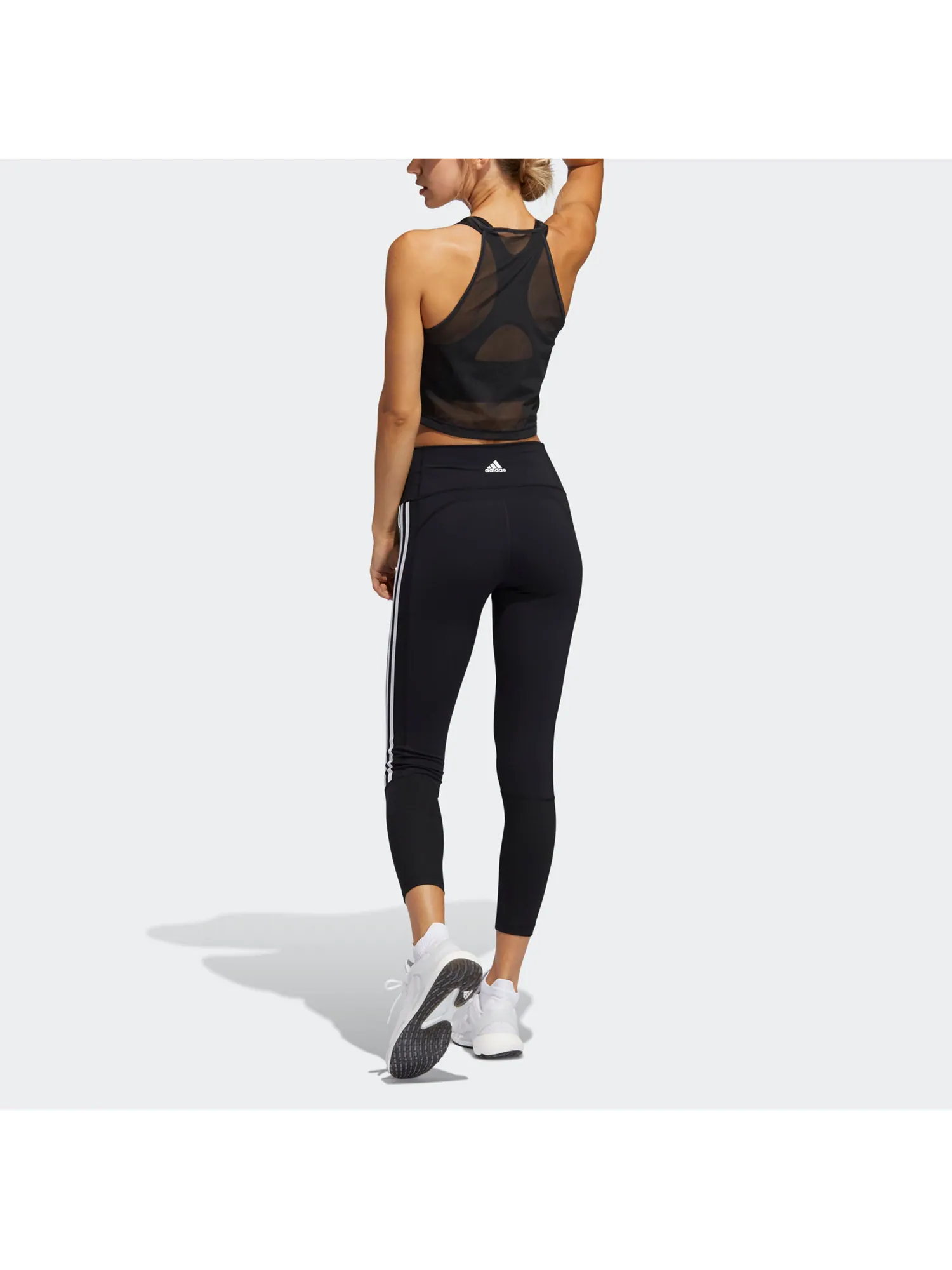 (WMNS) Бюстгальтер Adidas Believe This 3-Stripes Medium Support Rib Bra, азиатский размер — изображение 5 из 5, черный/белый