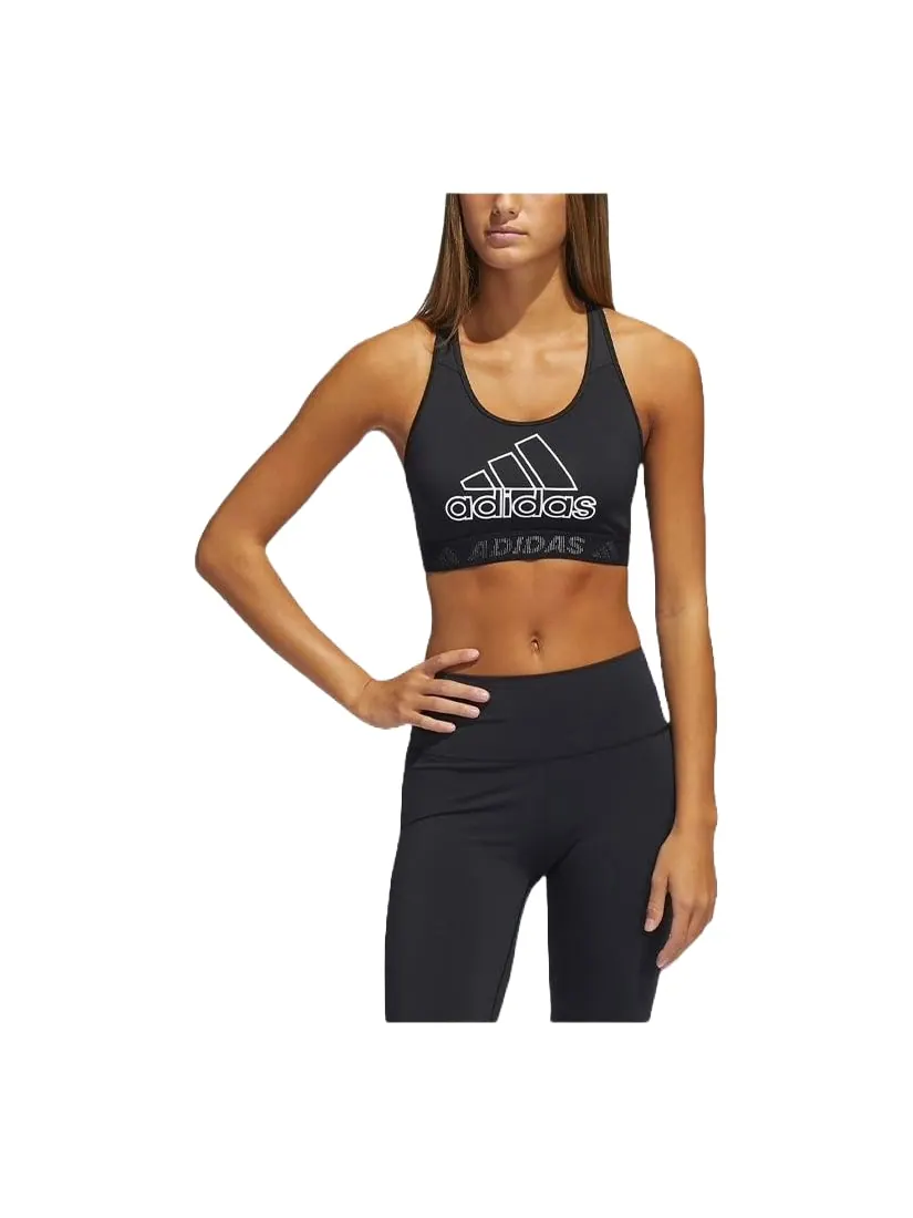 (WMNS) Спортивный бюстгальтер Adidas Don't Rest Badge of Sport Bra 'Black White' — изображение 2 из 3, черный/белый
