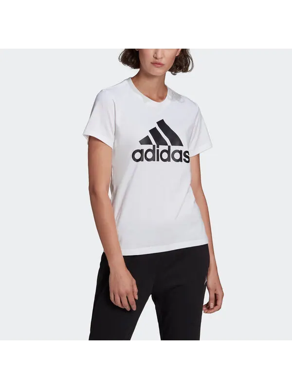 Футболка essentials logo t-shirt 'white black' Adidas — изображение 3 из 4, белый/черный
