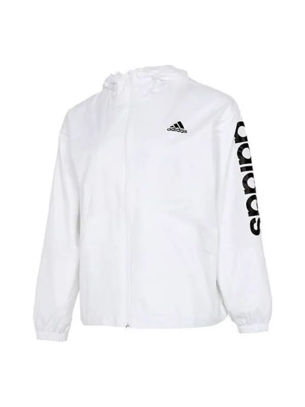 Куртка Essentials oversize ветровка с логотипом азиатские размеры Adidas — изображение 1 из 3, белый/черный