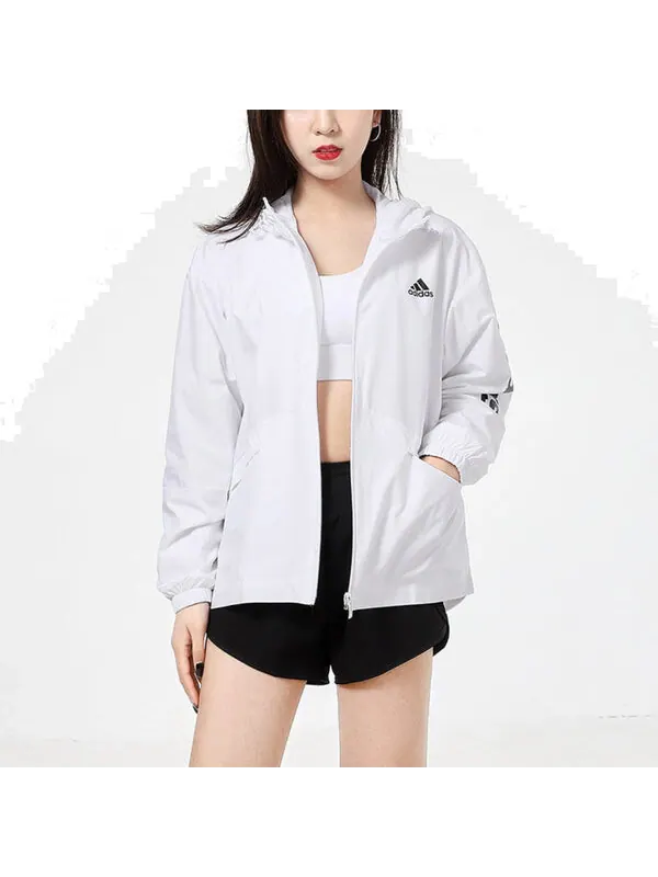Куртка Essentials oversize ветровка с логотипом азиатские размеры Adidas — изображение 3 из 3, белый/черный