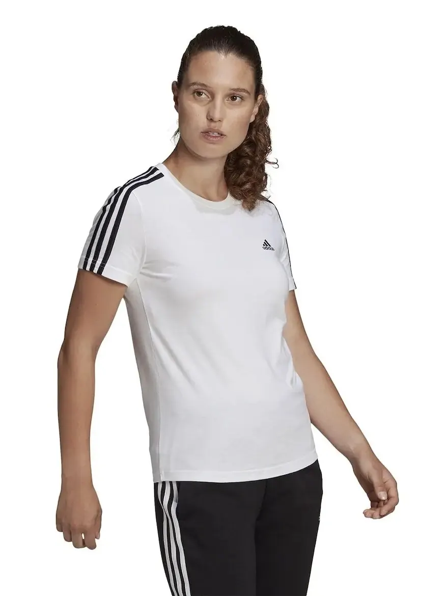 Футболка Adidas Essentials Slim 3-Stripes — изображение 3 из 6, белый