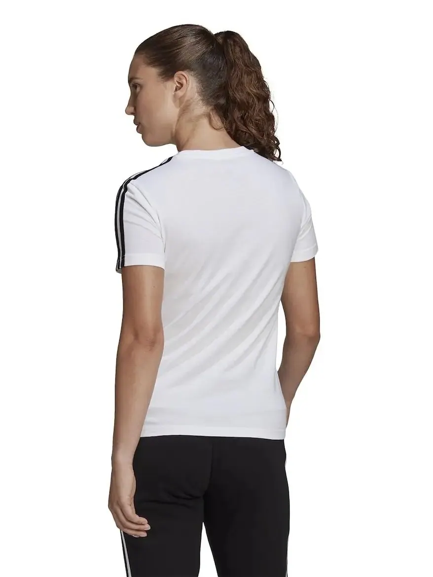 Футболка Adidas Essentials Slim 3-Stripes — изображение 4 из 6, белый