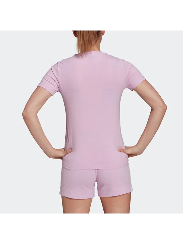 Футболка Essentials slim 3 stripes t shirt asia sizing Adidas — изображение 2 из 3, фиолетовый/белый