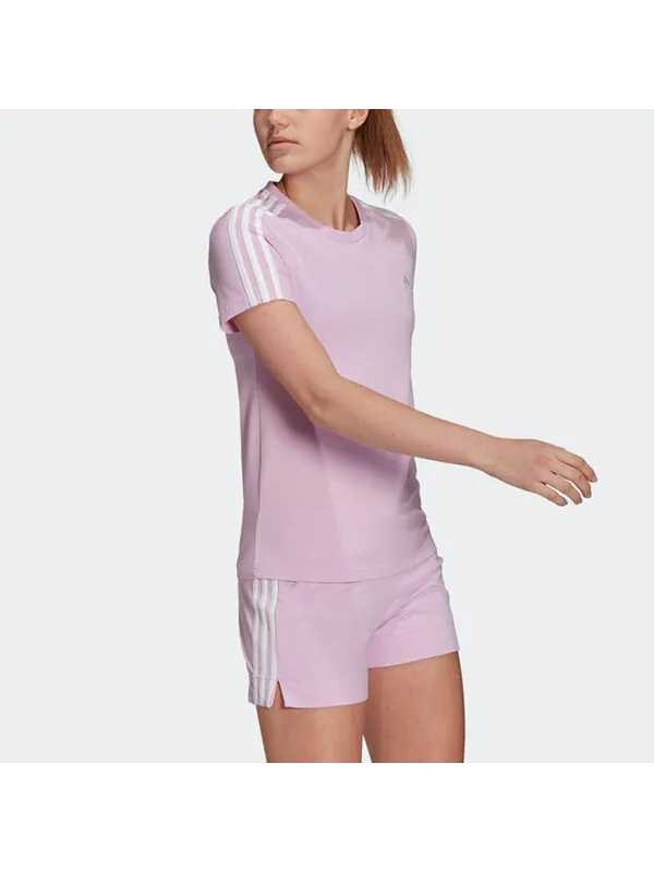 Футболка Essentials slim 3 stripes t shirt asia sizing Adidas — изображение 3 из 3, фиолетовый/белый
