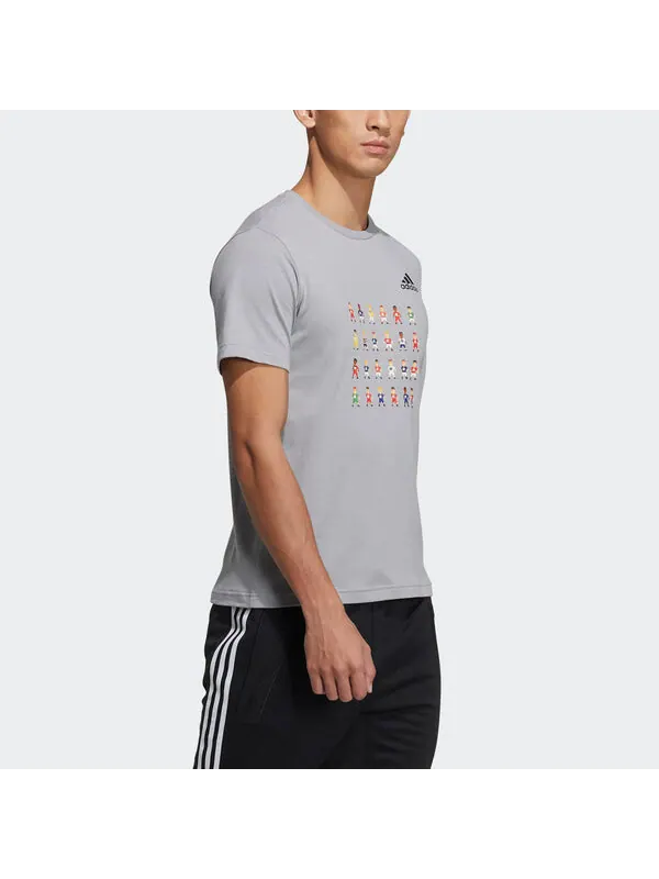 Футболка 8 бит футболка печать спортивная короткий рукав Adidas — изображение 4 из 4, серый