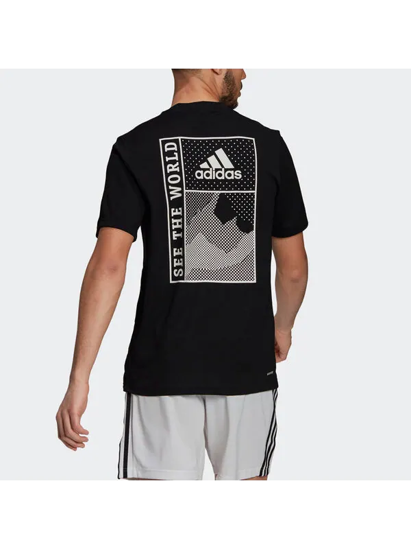 Футболка sprt4ia g t leisure sports short sleeve men's black Adidas — изображение 3 из 4, черный