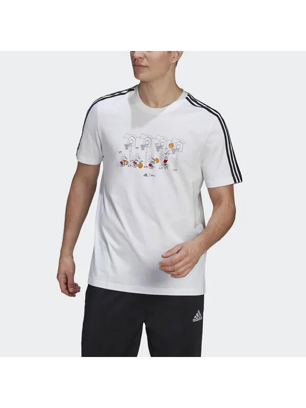 Футболка x disney crossover m 3s dsny bb t mickey cartoon печать полосатый спортивный короткий рукав Adidas, белый