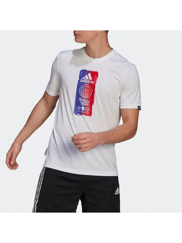 Футболка Men's adidas Printing Round Neck Short Sleeve Sports Short Sleeve White T-Shirt — изображение 4 из 4, мульти