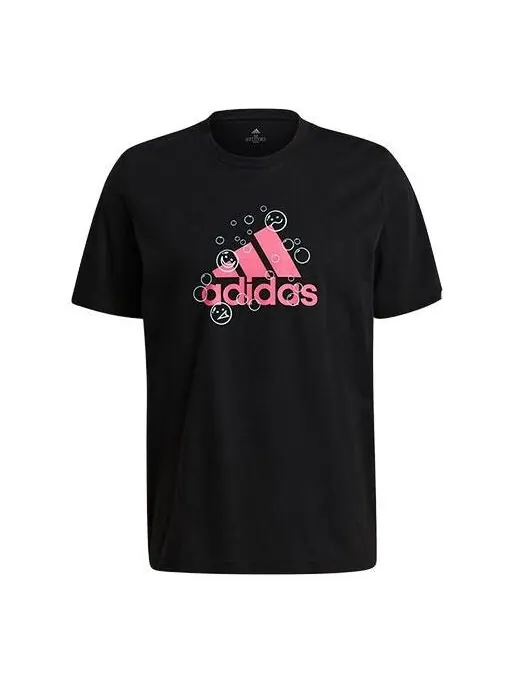 Футболка m smly bbls t casual sports round neck short sleeve black Adidas — изображение 1 из 4, черный