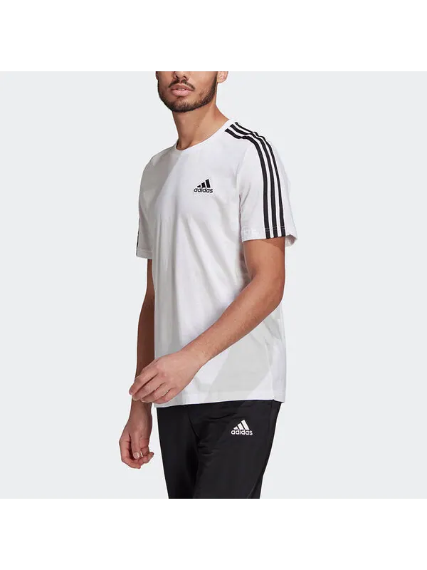Футболка adidas M 3s Sj T Sports Training Stripe Round Neck Short Sleeve White — изображение 3 из 4, белый