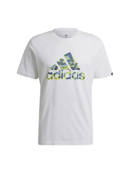 Футболка adidas Rubber Strap Logo Printing Sports Round Neck Short Sleeve White — изображение 1 из 4, мульти
