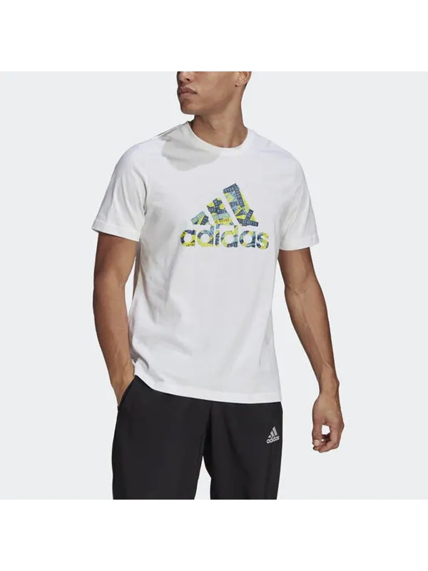 Футболка adidas Rubber Strap Logo Printing Sports Round Neck Short Sleeve White — изображение 2 из 4, мульти