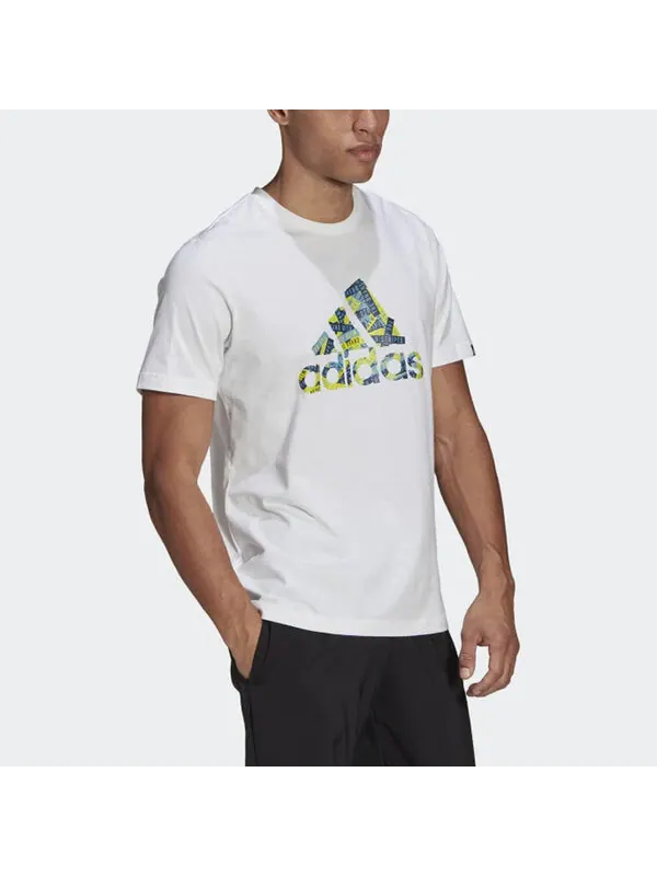 Футболка adidas Rubber Strap Logo Printing Sports Round Neck Short Sleeve White — изображение 4 из 4, мульти