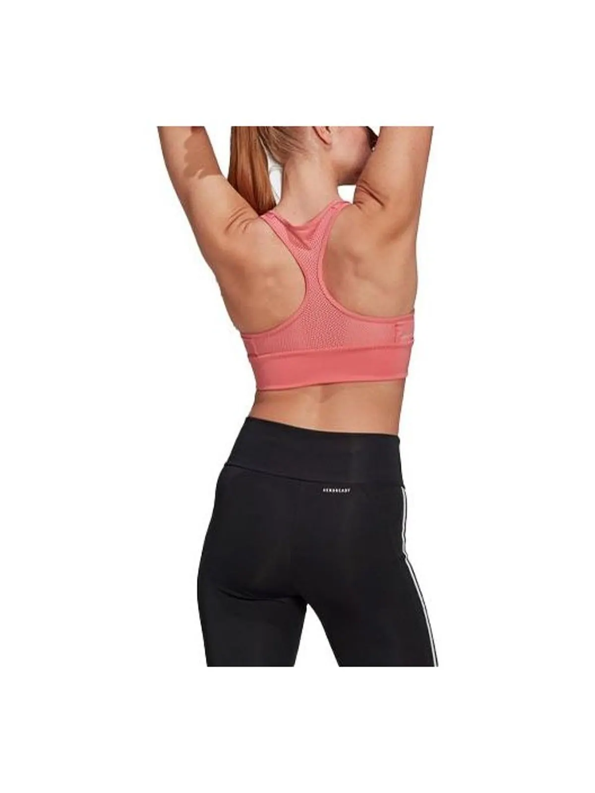 (WMNS) Спортивный бюстгальтер Adidas AEROREADY Designed 2 Move Logo Padded Sports Bra 'Pink White' — изображение 2 из 3