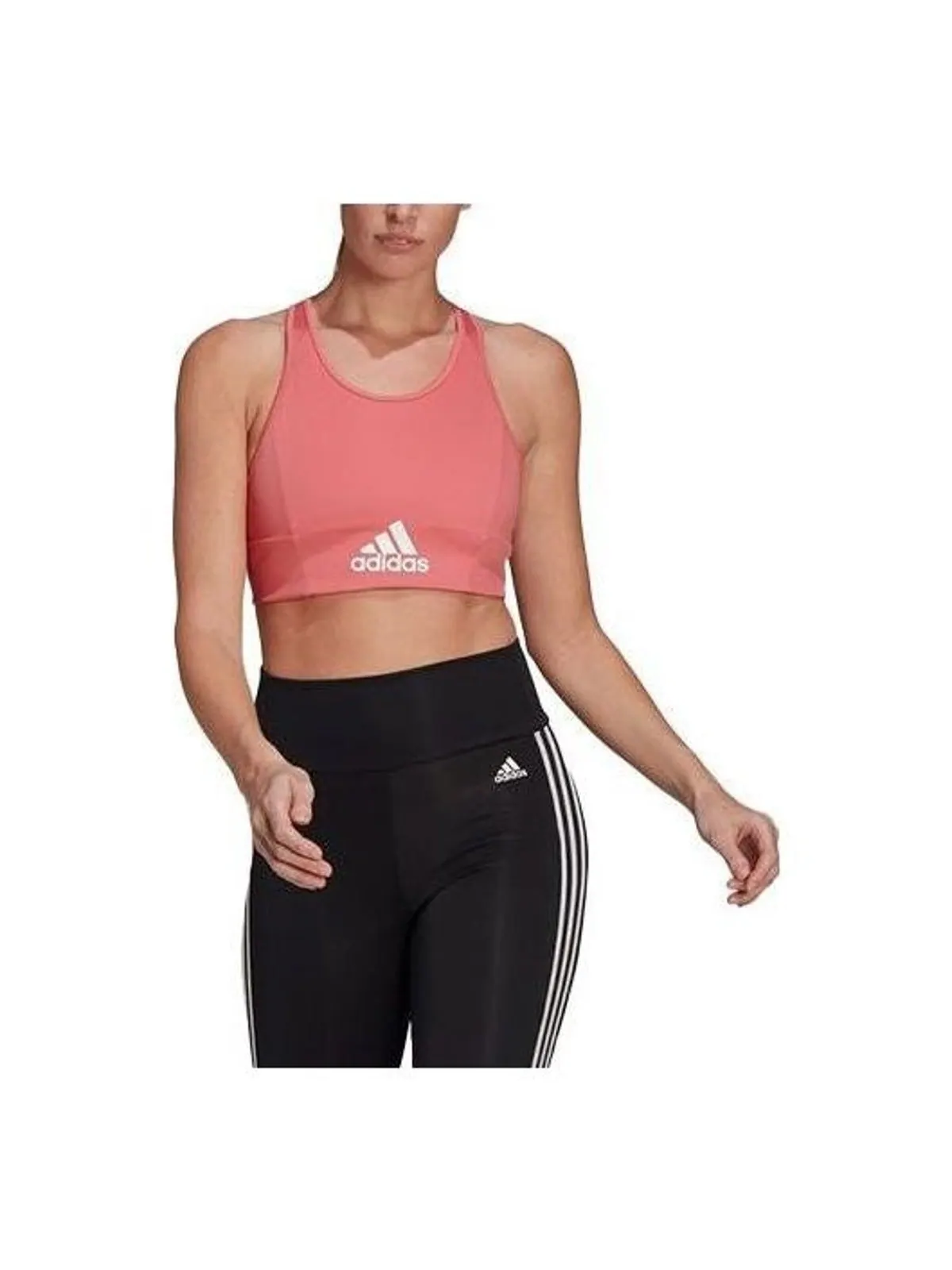 (WMNS) Спортивный бюстгальтер Adidas AEROREADY Designed 2 Move Logo Padded Sports Bra 'Pink White' — изображение 3 из 3