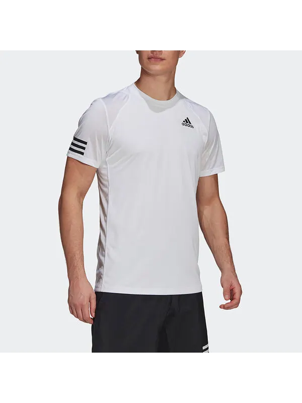 Футболка adidas Stripe Round Neck Pullover Logo Printing Solid Color Short Sleeve White — изображение 2 из 4, мульти