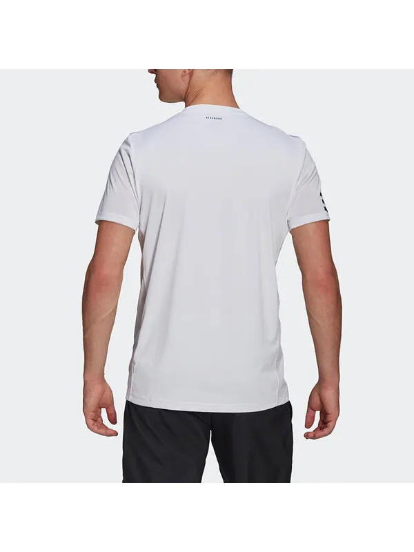 Футболка adidas Stripe Round Neck Pullover Logo Printing Solid Color Short Sleeve White — изображение 3 из 4, мульти